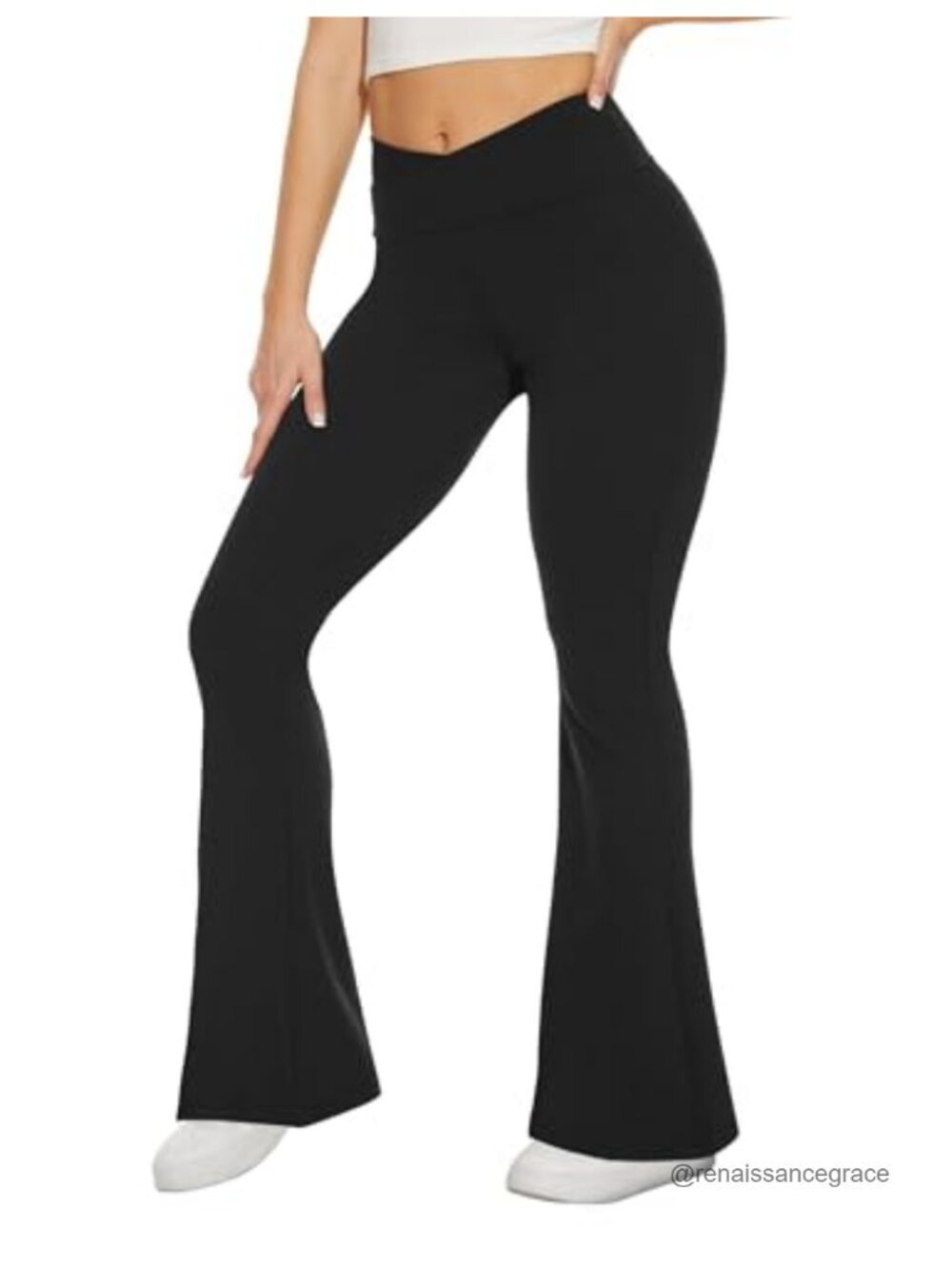Flared Yoga Leggings with Pockets High Waist Tummy Control Bootcut Pants